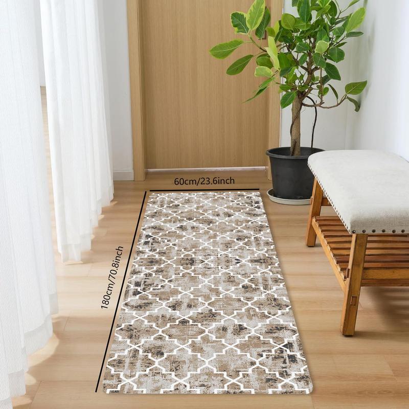 Modern Abstract Geometry Hallway Runner Rug, Non-slip Soft Washable Bed Carpet, Long Rug for Entryway Bedroom Kitchen Bathroom 2