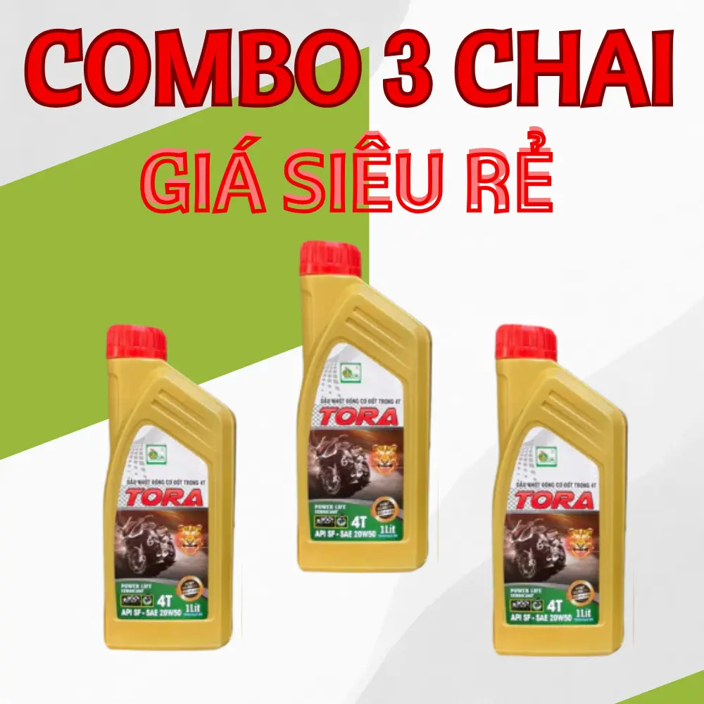 [GIÁ SỈ] COMBO 3 CHAI - Dầu nhớt xe máy Tora 20W50 chai nhựa 0.8L và 1L - Dầu nhớt giá rẻ dành cho xe số và xe ga