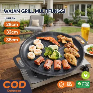 Wajan Panggangan BBQ Anti Lengket Grill Pan Bulat Kapasitas Besar untuk Masak & Panggang