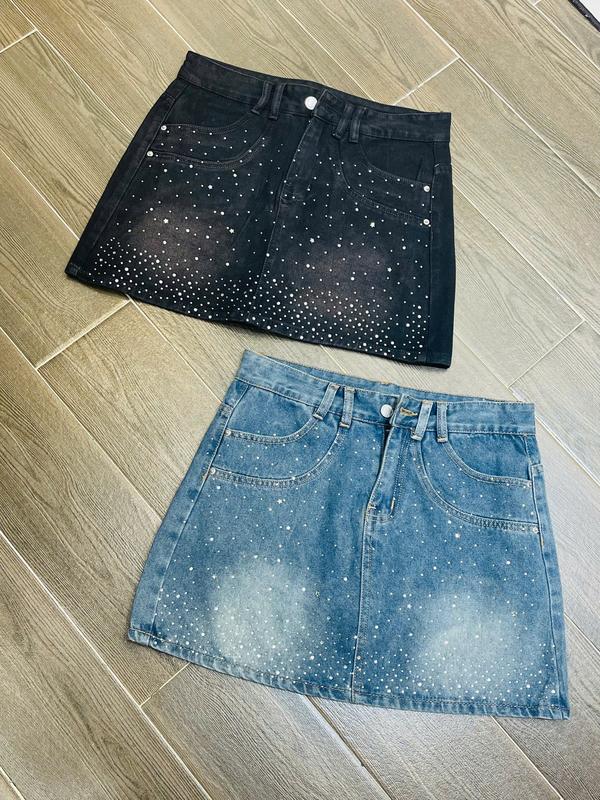 CV49 ( FROM NHỎ NHỚ ĐÔN SIZE ) CHÂN VÁY JEAN BIGSIZE ĐÍNH ĐÁ KIM TUYẾN NGÔI SAO (TÁO ĐỎ BIGSIZE 55-90KG)