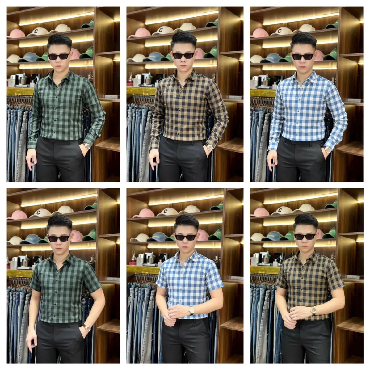 Áo Sơ Mi Nam Kẻ Caro Nhỏ Cao Cấp Màu Siêu Đẹp D15 Menswear Shirt Có Cổ