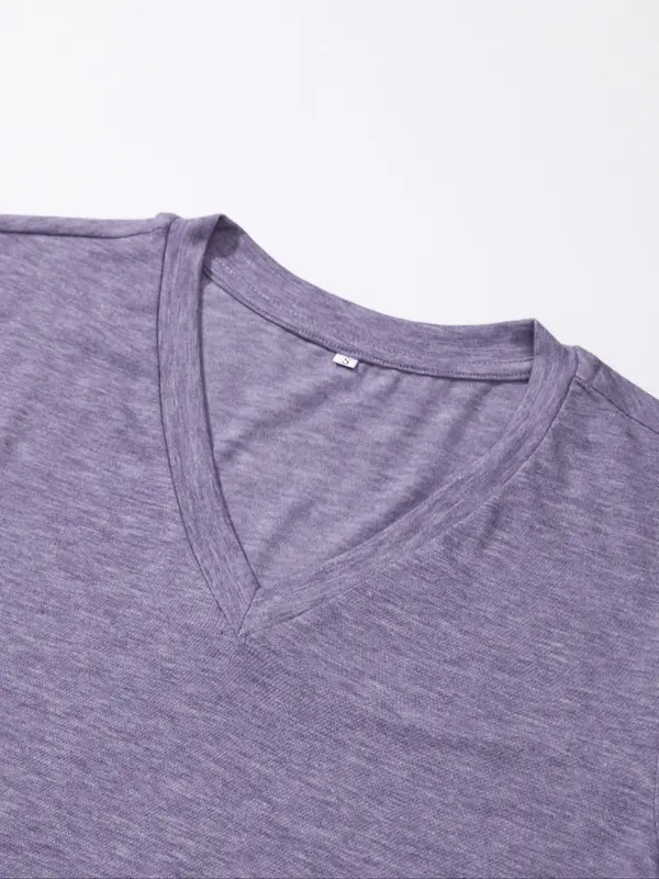 Women's Plain V Neck Tee, Minimalist Short Sleeve T-shirt, Ladies Summer Clothes for Daily Wear 5