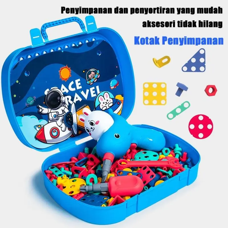 351pcs Block City Kotak Peralatan Sekrup Simulasi/ 3D DIY Brick Baut Koper Sekrup Pakit Bongkar Electric Drill Mainan/Pembongkaran Manual Bor Listrik DIY/Bor Obeng Listrik Mur Sekrup Merakit Membongkar/sekrup Perbaikan/Kotak Puzzle Sekup/Mainkan Mainan Ko 3