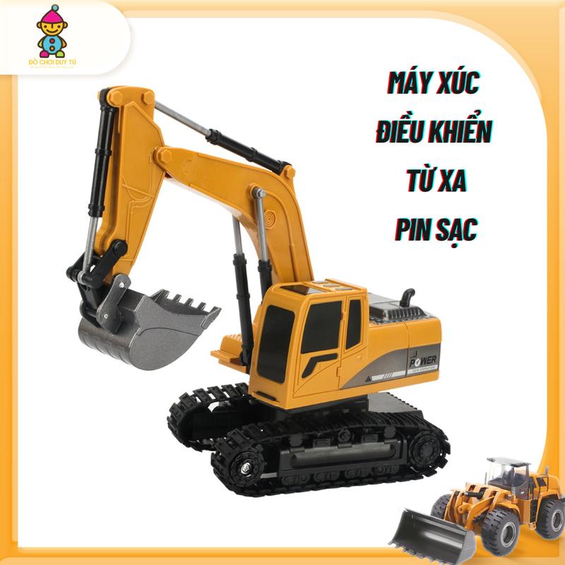 Xe máy xúc Điều khiển từ xa sử dụng pin sạc bánh xích cao su - Toy Đồ chơi cho bé