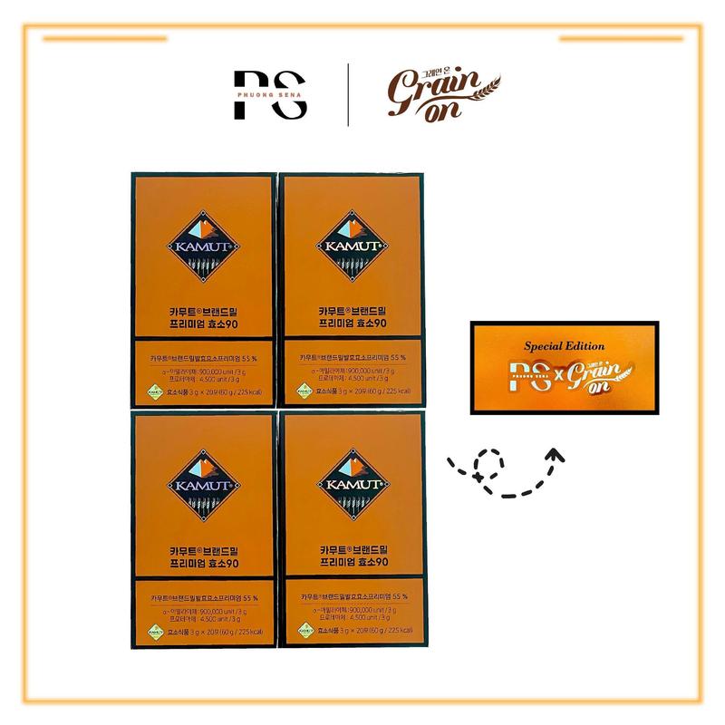 (MUA 5 TẶNG 5) SN1184 - Combo 10 hộp bột enzym kamut hỗ trợ thanh lọc cơ thể Phiên bản đặc biệt Phương Sena x Grain On Wheat Premium 900.000 unit 20 gói *10 1