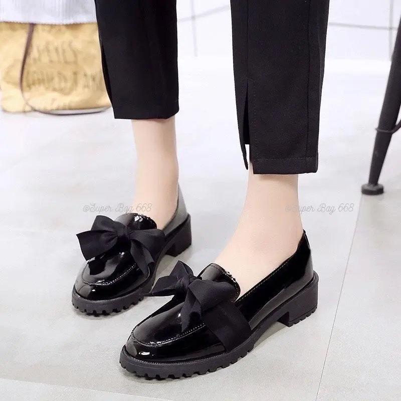 (Form to) giày nữ NƠ ĐỐC đế 4cm nơ đen