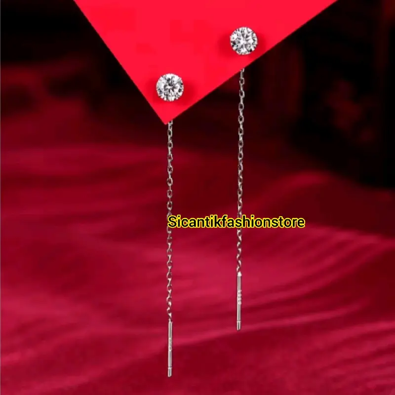 COD Anting Titanium Wanita Mata Satu Juntai Silver Dan Gold Trending Asli Titanium Anti Karat Tidak Luntur Fashion Wanita Style Wanita Korean Perempuan Anggun Earrings 0