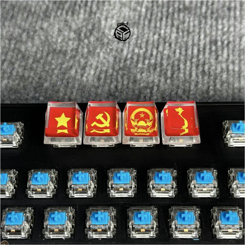 Nút bàn phím cơ keycap lẻ cờ tổ quốc , quốc huy xuyên led