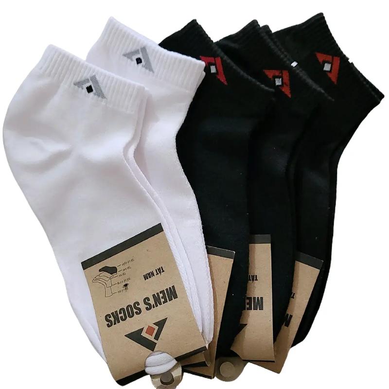 [ Combo 10 ] Đôi Tất Nam Cổ Ngắn Bo Chun Logo T&T Mix 2 Màu TRẮNG + ĐEN Đơn Giản Độ Dày Vừa Phải Lưới Thoáng Khí Khử Mùi Đến Mắt Cá Chân Hàng VNXK