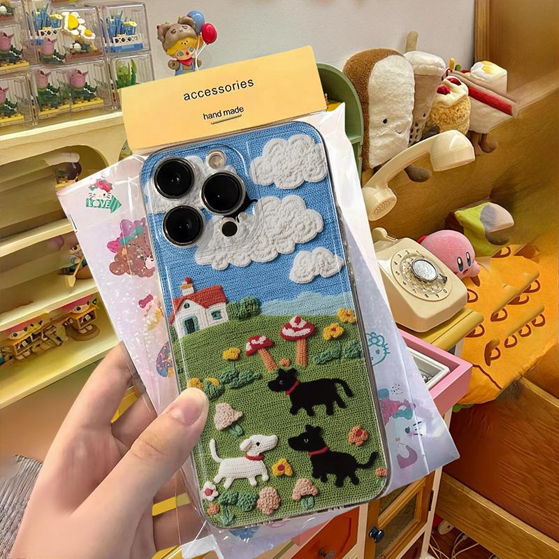 (Guaranteed genuine) Shipped from Thailand! Jing Kong Tai Empty Shell Lawn Mushroom Black and White Puppy is suitable for all iPhone models.
