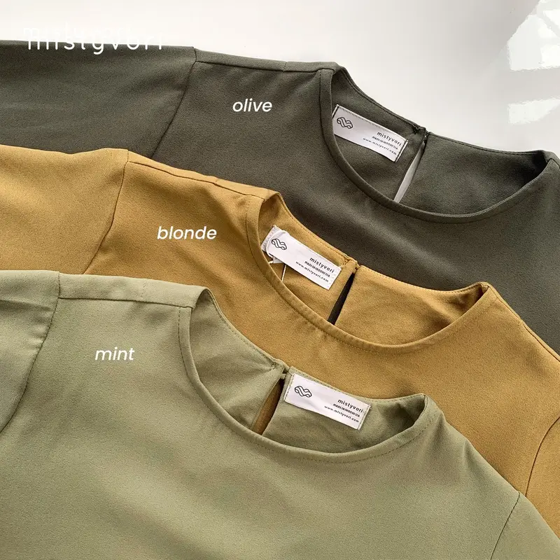 MISTYVORI | Irene Tunik Baju Wanita Basic Anti Kusut Polos Muslim Panjang Katun Soft Simple Formal Atasan Kasual Simple Casual Semi 4