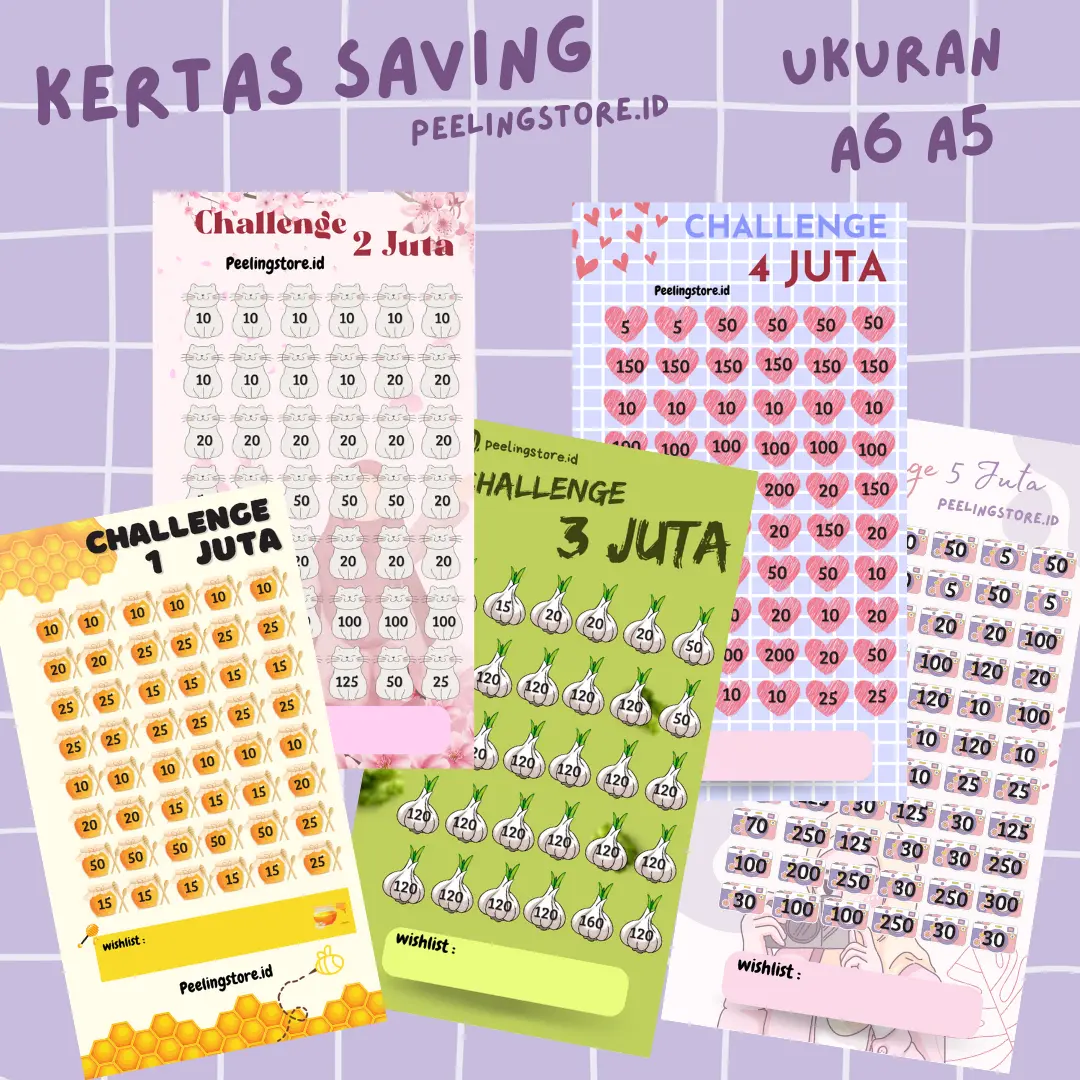 KERTAS SAVING CHALLENGE ISI BINDER A6 A5 LOOSE LEAF A6 A5 TANTANGAN ...