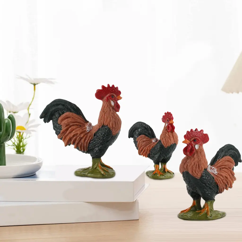 Xvgubhu- Durable Rooster Figurine Mini Rooster Model Farm Animal Figure Toy Gift for Kids Exquisite Detail  Realistic Poultry Sculpture