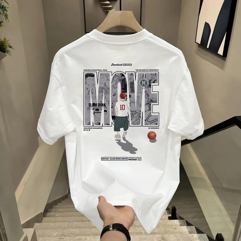 Product Introduction of 2024 Summer New Loose T-Shirt Trendy Printed Boys' Fashion Trendy Couple Comfortable Half Sleeve T-Shirt Casual Men'S Style Fabric Menswear Polyester Streetwear Top 22