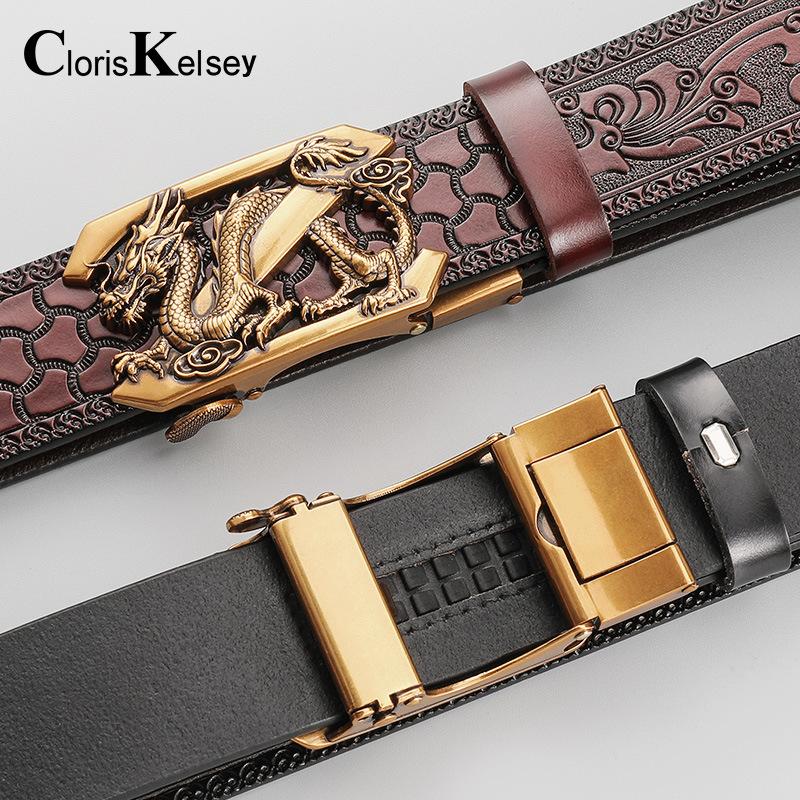 Cloriskelsey-Thắt Lưng Da Bò Chính Hãng, Khóa Rồng Z Độc Đoán, Cổ Điển, Chạm Khắc, Cá Tính, Thời Trang thắt lưng nam thắt lưng thắt lưng nam 3