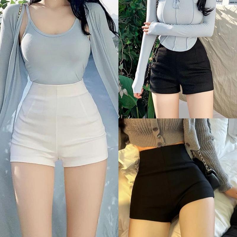Quần Short Nữ Ngắn Ôm Dáng Cạp Cao Nhảy Dancer Vải Mịn Dày Dặn Mặc Đi Biển Thể Thao Ở Nhà Màu Đen Trắng Quần Đùi Sooc Nữ Lưng Cao Kiểu Hàn Đẹp Sport Tập Yoga quan ngan