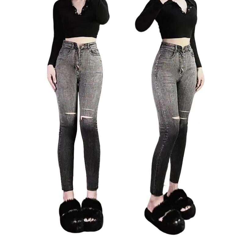Quần jean nữ ôm loang rách skinny lưng cao, quần bò ống bó co giãn tôn dáng phong cách trẻ trung Xưởng Jean storevn Women Tre Pants