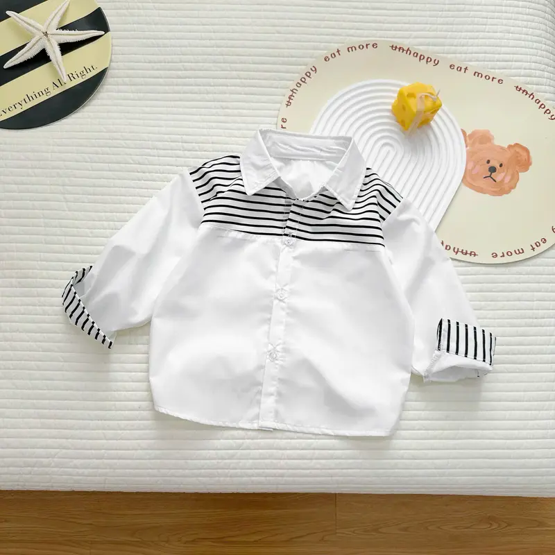 Áo Sơ Mi Phối Kẻ BUN.BON KIDS, Áo Sơ Mi Bé Trai Mặc Đi Học, Đi Chơi, Chất Thô Bóng Cho Bé Từ 12-30Kg 4