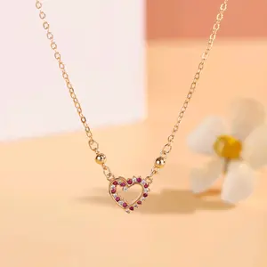 SH - Kalung Love Permata Merah Putih Titanium Anti karat danTahan Lama