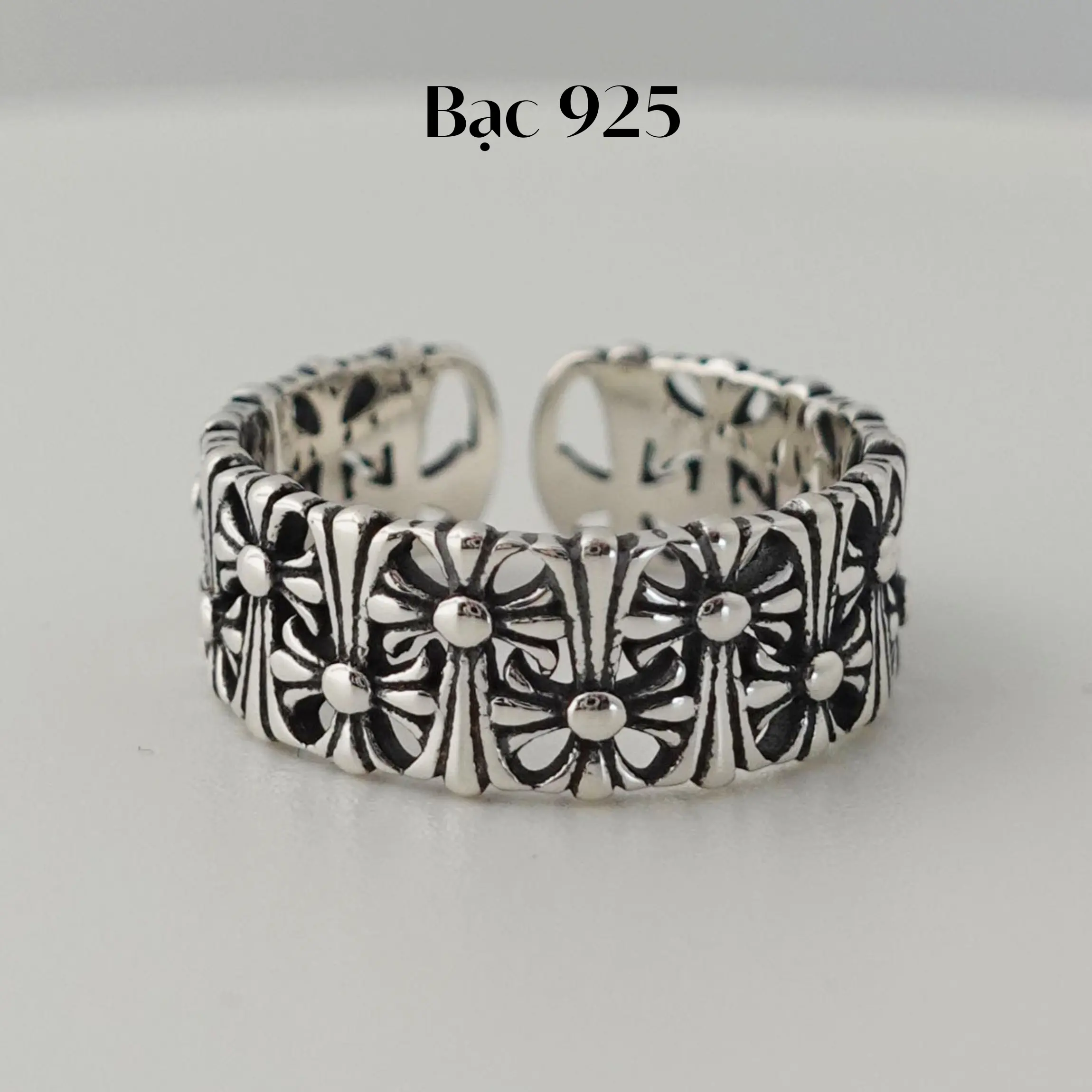 Nhẫn freesize hoạ tiết thánh giá phù hợp cả nam và nữ | Midas Jewelry | M100 Hoa phụ kiện