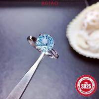 Gambar AGIAO Sky Blue Light Luxury Simple Ring 2 Carat Personalized Fashion Open Ring - 2 karat (8mm), Dapat disesuaikan dari A.GIAO.ID Kab. Gresik 4 Tokopedia