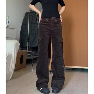 【24時間以内に発送】新しいしいしいアメリカンスタイルのマイクロフレアパンツレトロコーデュロイマイクロフレアオーバーオール男性と女性のためのスリムフィットと背中の中の高いいいフロアレングスパンツ
