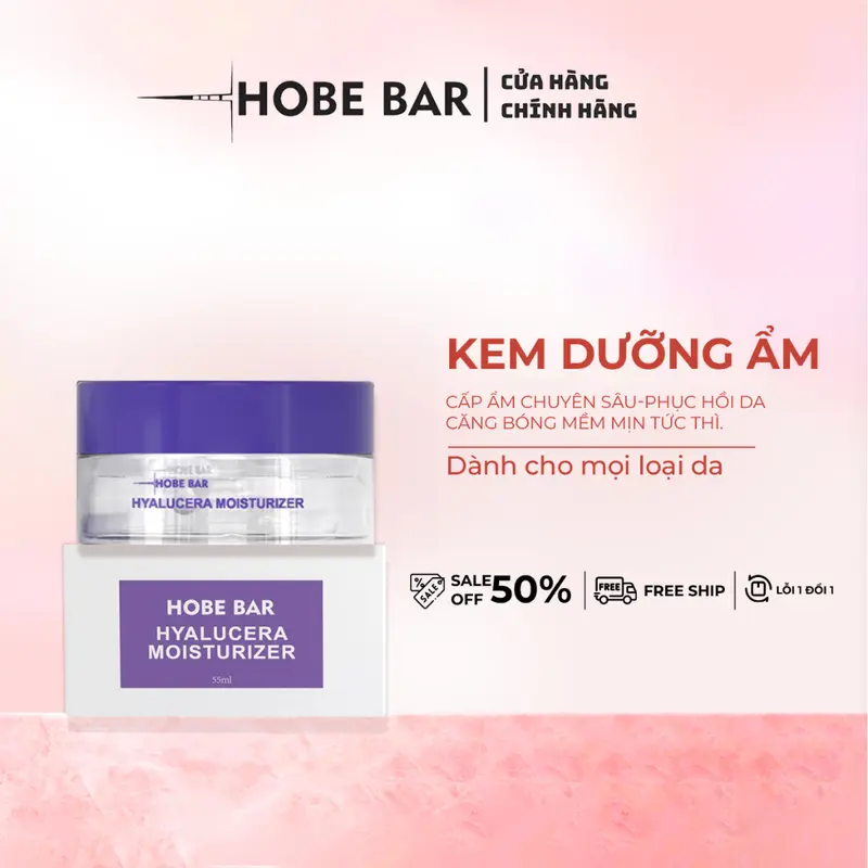 Kem Dưỡng Ẩm HOBEBAR Siêu Cấp Ẩm Dưỡng Sáng Hiệu Quả Làm Dịu Da và Phục Hồi Nâng Tone Dành Cho Mọi Loại Da Hộp 55ml Skincare Nữ 7