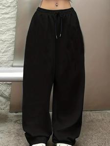 Pantalones de chándal de color liso con cintura con cordón para mujer, pantalones de chándal informales y cómodos para el día a día, pantalones de mujer para primavera y otoño