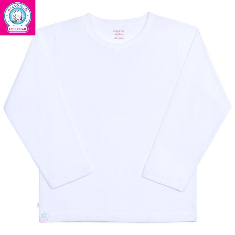 Áo Thun Trắng tay dài Bᶖgsize 30-60kg HELLOBB AL1409 cotton tự nhiên mềm mịn mát | Bᶖg size Hello B&B | Kiddy and Mommy 5