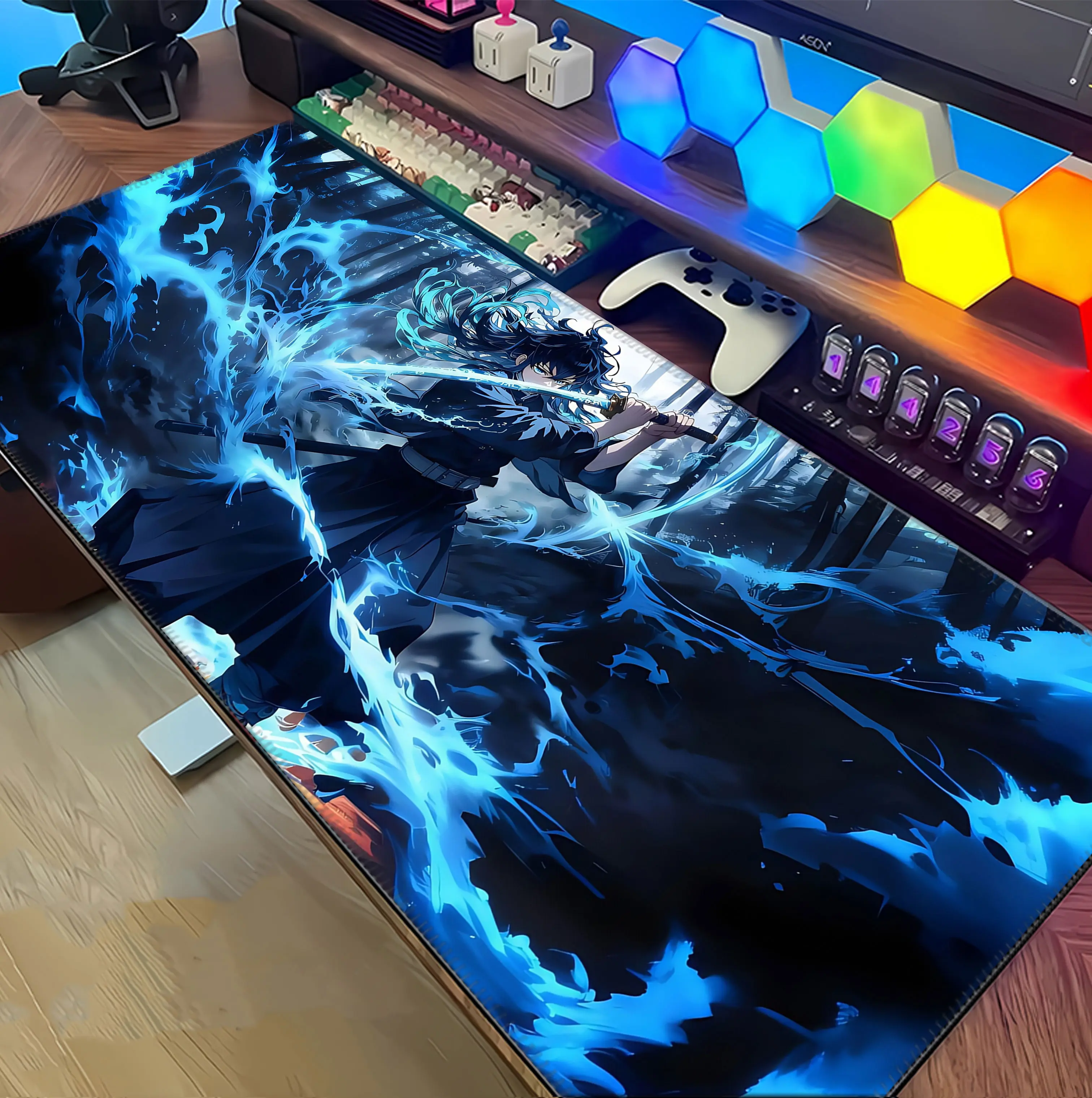 Premium Ink-Wash Anime Art Mouse Pad Gaming XL Non-Slip Desk Mat Extra Large Mousepad Soft And Thick Suitable Gaming And Office Use 800×300mm.04