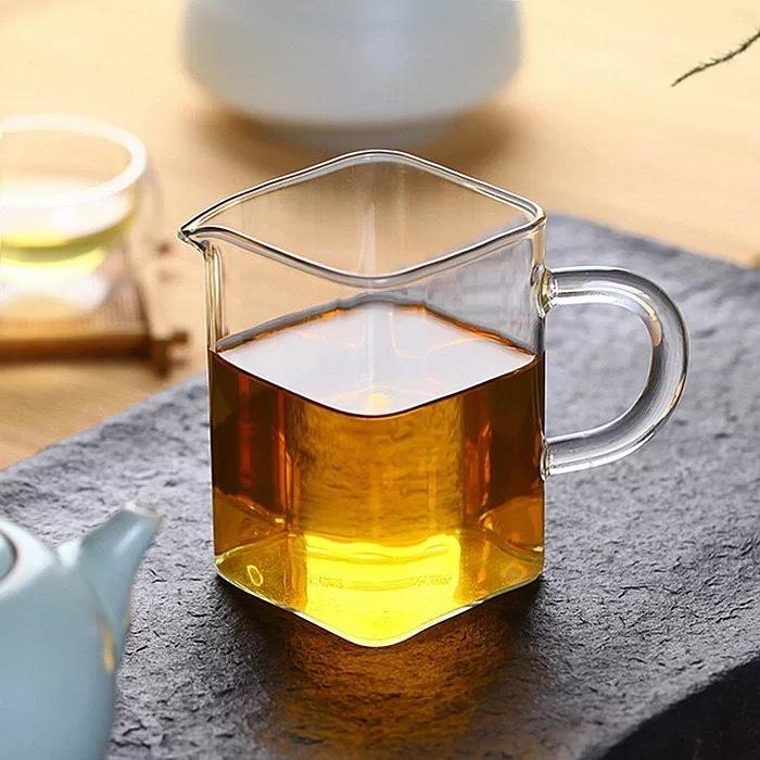 Kitchenware Tea Pot Small Size Glass Tea Serving Pot Creative Kung Fu Tea Ceremony Utensils Square Heat-Resistant Glass Fair Cup perfect  teapot 1