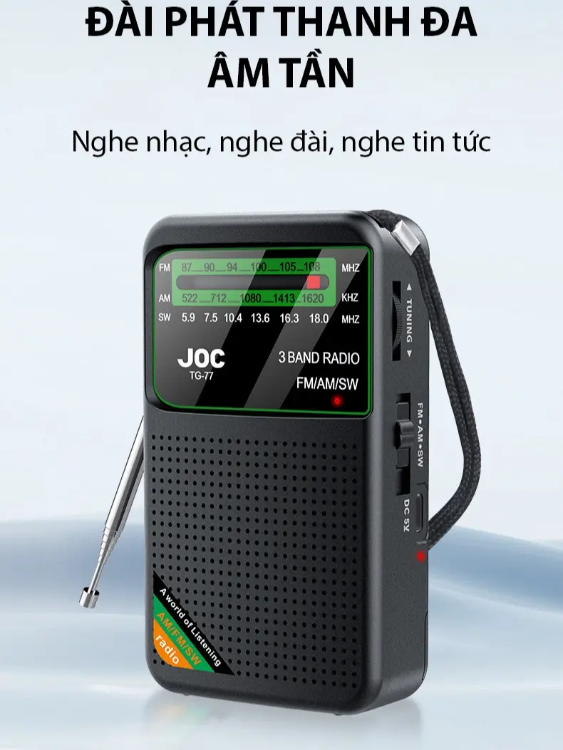 Radio JOC - 3 Băng Tần FM/AM/SW - Âm Thanh To Sống Động Không Rè Không Nhiễu Nghe Nhạc