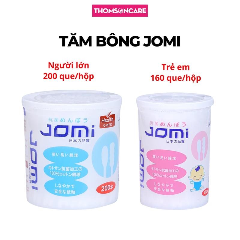 Tăm bông Jomi cho trẻ em và người lớn hỗ trợ vệ sinh tai, mũi - Bông ngoáy tai Jomi đầu xoắn và đầu tròn