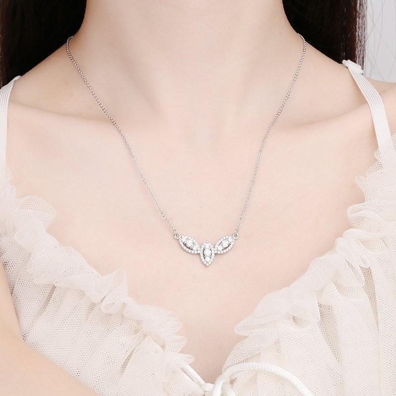 (With Gra Certificate)S925 Silver Leaf Moissanite Necklace Closure Pendant 1
