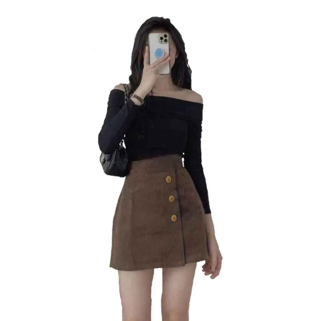Korean Mini Skirt - Rok Celana Pendek Wanita Hotpants Terbaru - Mini Skirt Style Korea Jumbo Santai Katun Polos Mini Santai Shorts Hitam