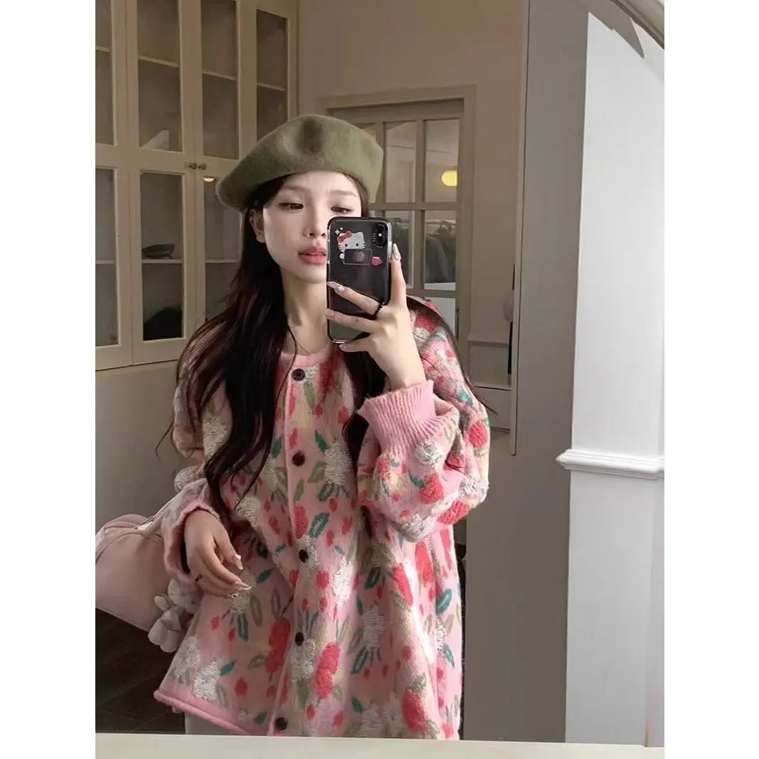Kot Sweater Nuo, Rekaan Lengan Panjang Bersaiz Besar, Bahan Lembut, Sesuai untuk Musim Luruh dan Musim Sejuk, Sesuai untuk Gadis Montok, Langsing dan Longgar, Gaya Malas, Kardigan Berkait, Untuk Wanita