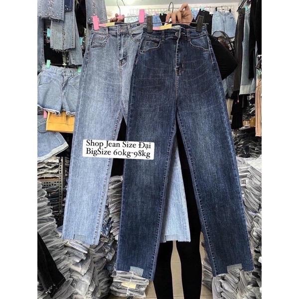Từ 60kg-98kg Quần Jeans Nữ bigsize Ống Suông Lai U Form Rộng Bao Che Đùi_Lưng Siêu Cao Hack Dáng Women Pants Ong