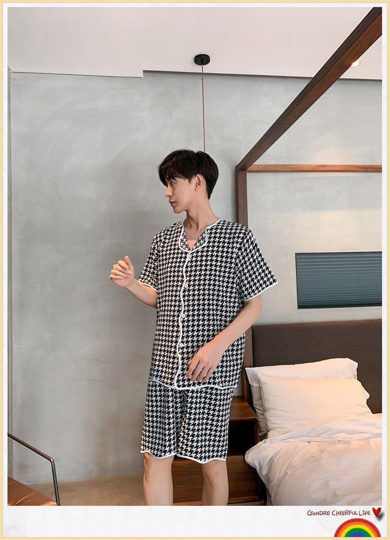 Product Introduction of Piyama Lelaki, Bahan Sutera Ais, Lengan Pendek, Seluar pendek, Nipis, Saiz Besar, Longgar, Sut Pakaian Rumah Musim Panas, Bahan Sutera Tiruan, 2024 17