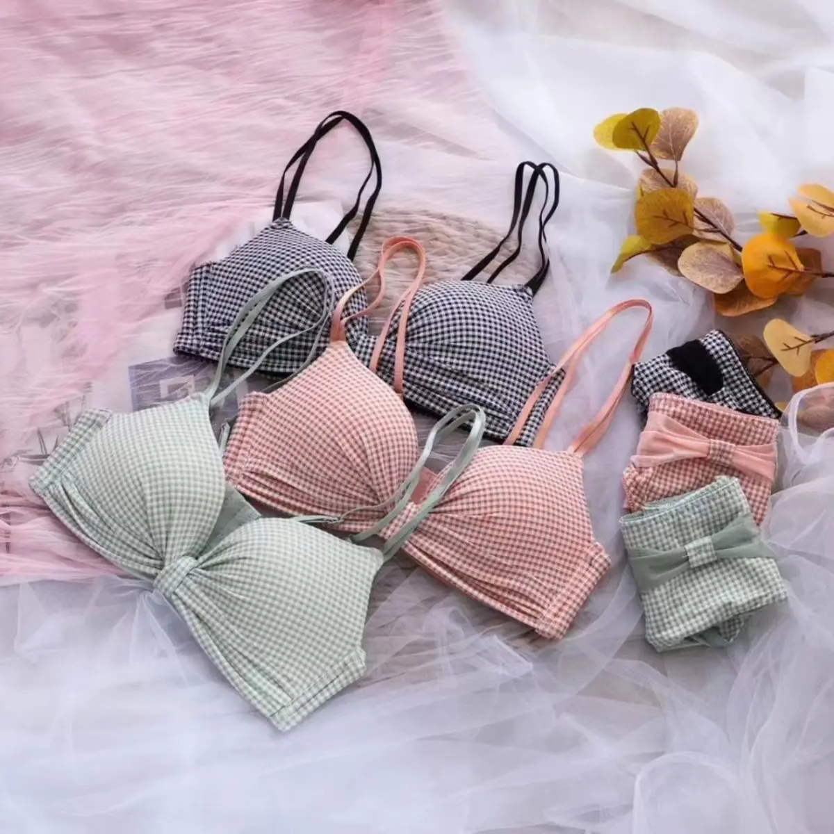 Bra Push Up BH Sexy Pakain Dalam Wanita Jepang Seksi Model Grid Kotak 1050