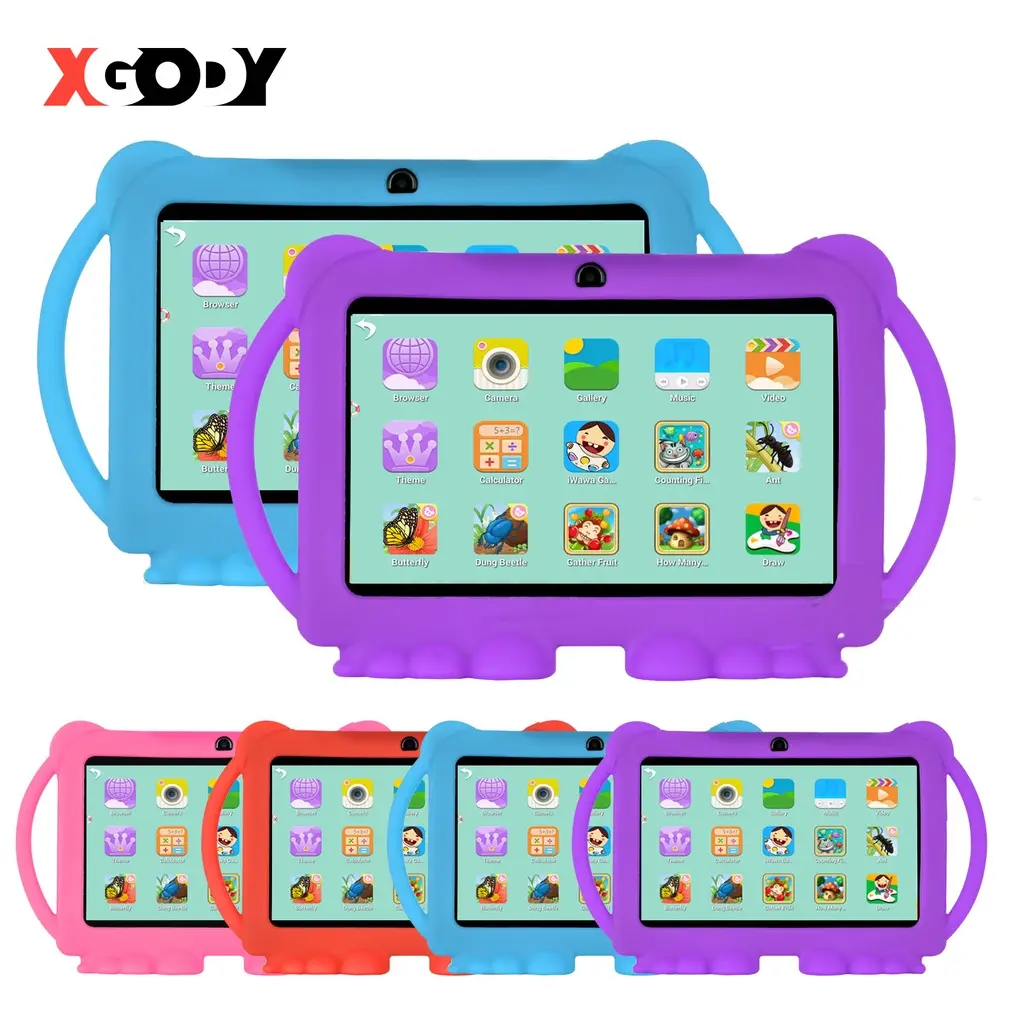 Máy tính bảng Android 12.0 HD, Xgody, 1024 * 600, 3G RAM + 32G ROM, 7 inch, WiFi Quad Core, Camera kép, với vỏ, Thích hợp cho việc học tập của trẻ em, iwwa