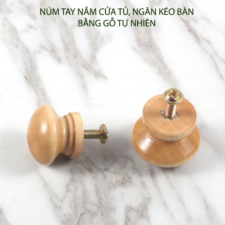 Bộ 5 núm tay nắm cửa tủ, ngăn kéo bàn, bằng gỗ tự nhiên sơn phủ bóng 1