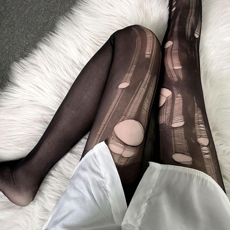 Comorta Fashion Summer Disposable Socks Elastic Slim Perforated Pantyhose Above Knee Sexy Thigh High Stockings 1