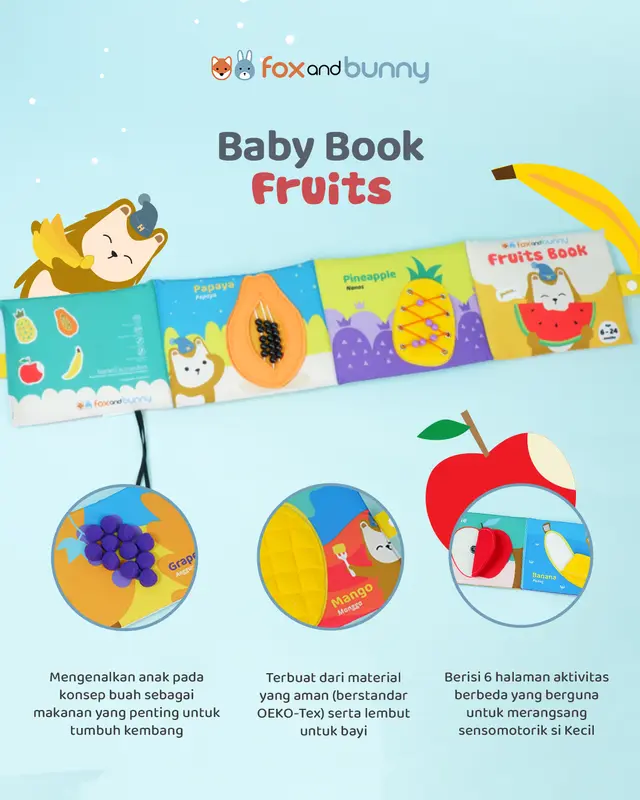 Buku Mainan Pintar Anak Baby Book Fox and Bunny Fruits & Veggies Series Books 4