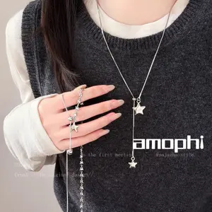 amophi Kalung Panjang Maillard Model Tarik untuk Wanita Rantai Sweater Retro Kelas Atas Aksesori Niche C1507