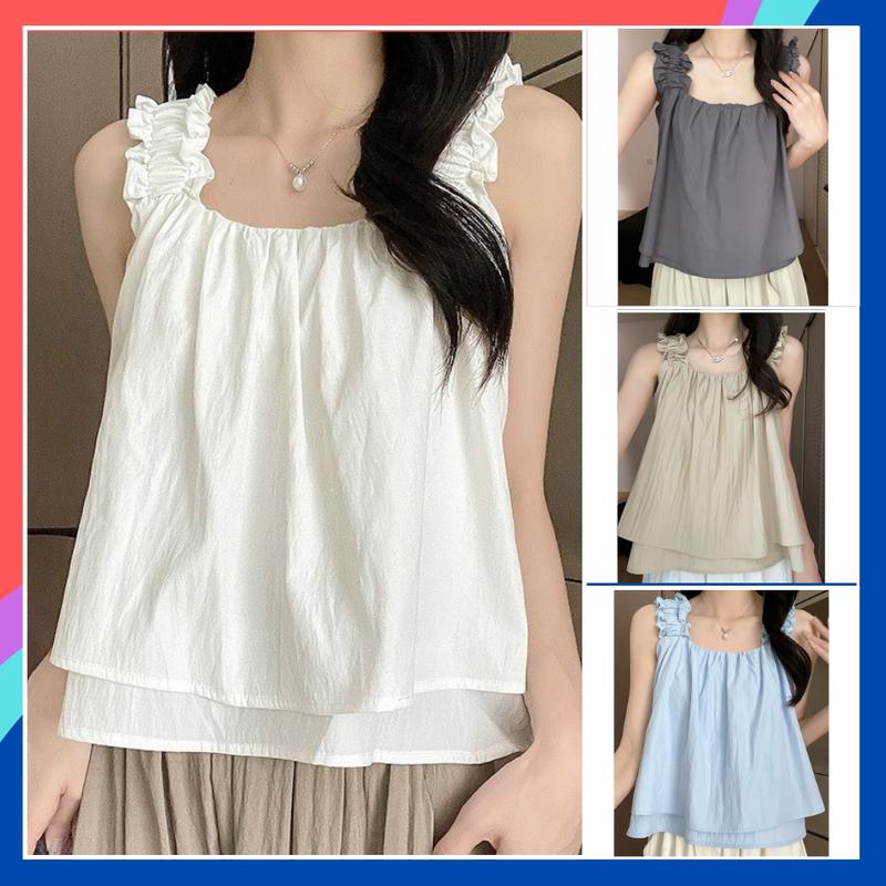 Áo babydoll  2 dây nữ AT20 thiết kế bèo 2 tầng dễ thương Áo cộc 2 dây nữ bigsize tôn dáng năng động dễ phối đồ