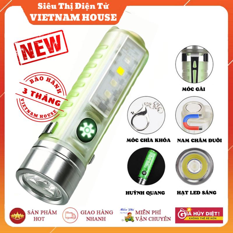  Đèn Pin Mini Móc Khóa Đèn Pin Khẩn Cấp Đa Chức Năng Sạc Usb Di Động Có Thể Điều Chỉnh Độ Sáng Tích Hợp Nam Châm Hít 