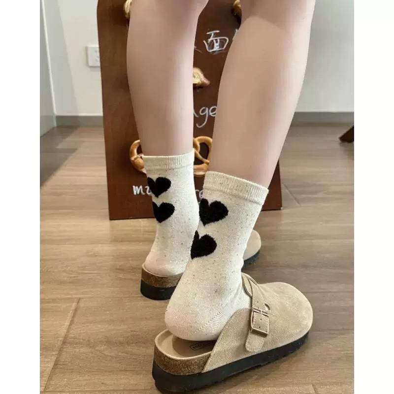 Set 5 Đôi Tất Cao Cổ Nữ Màu Muối Tiêu Họa Tiết GẤU CHERRY Phong Cách Hàn Quốc 1