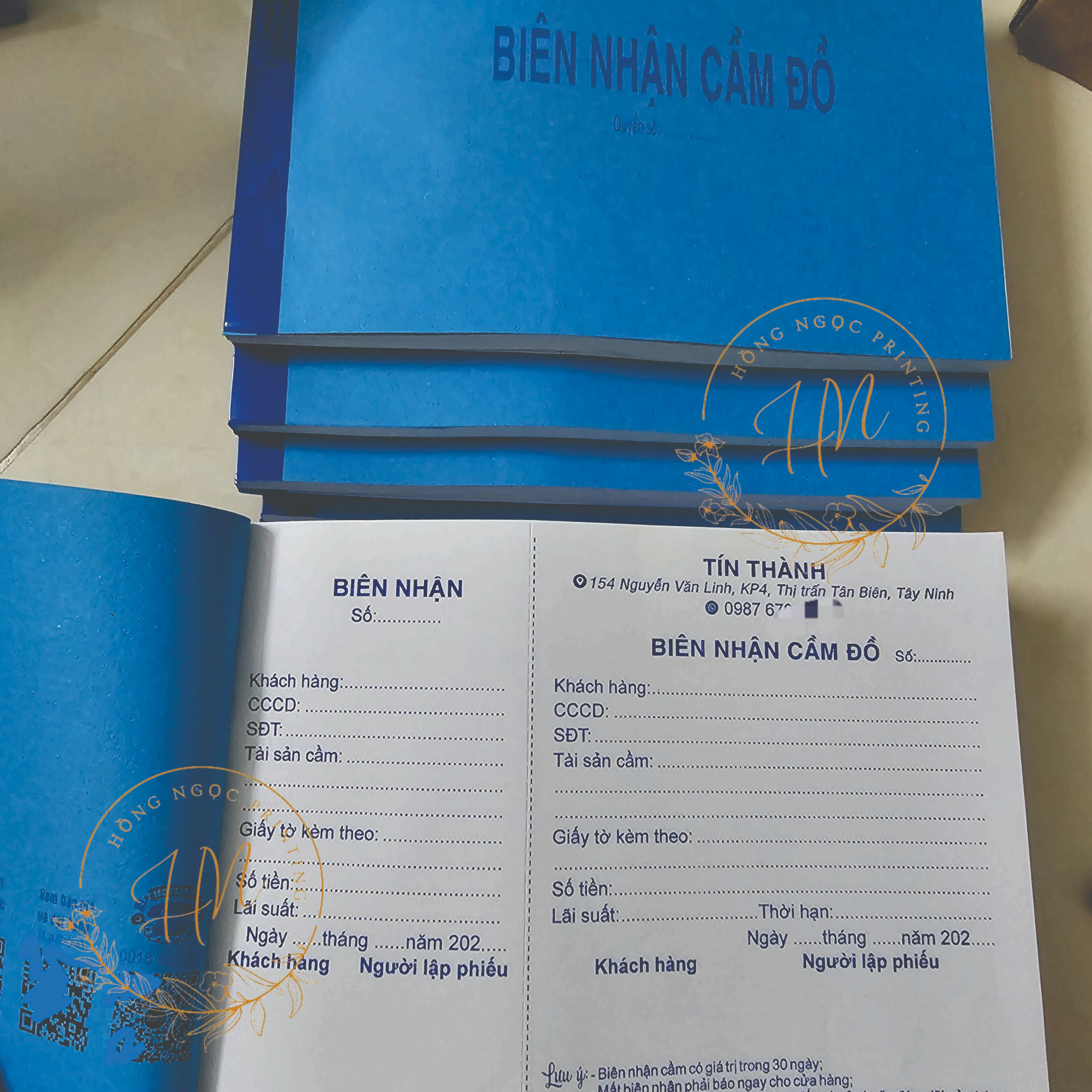 Biên Nhận Cầm Đồ In Theo Yêu Cầu size 14,5 x 20,5 cm loại 1 liên in 1 màu miễn phí thiết kế mẫu khách được xem trước khi in