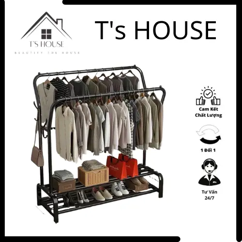 Kệ Treo Quần Áo Bằng Sắt Giá Treo Quần Áo Kim Loại Chắc Chắn Tiện Lợi