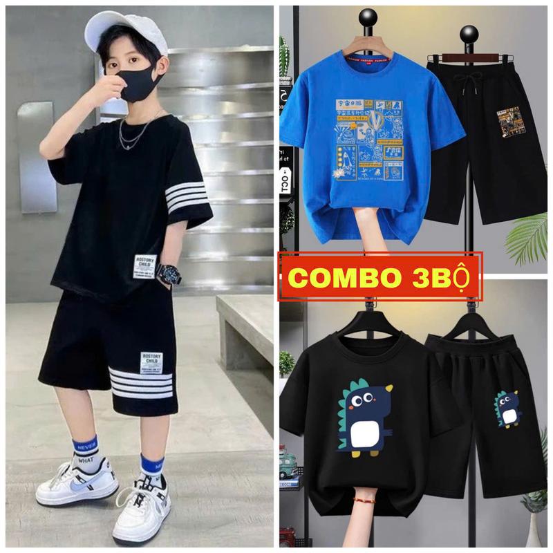 Product Introduction of Combo 3 Bộ quần áo bé trai size đại từ 17kg đến 40kg. Bộ đồ bé trai dáng quần đùi áo cộc tay, phong cách Hàn Quốc, chất thun co giãn thoải mái,tuổi từ 5 đến 14 tuổi. 29